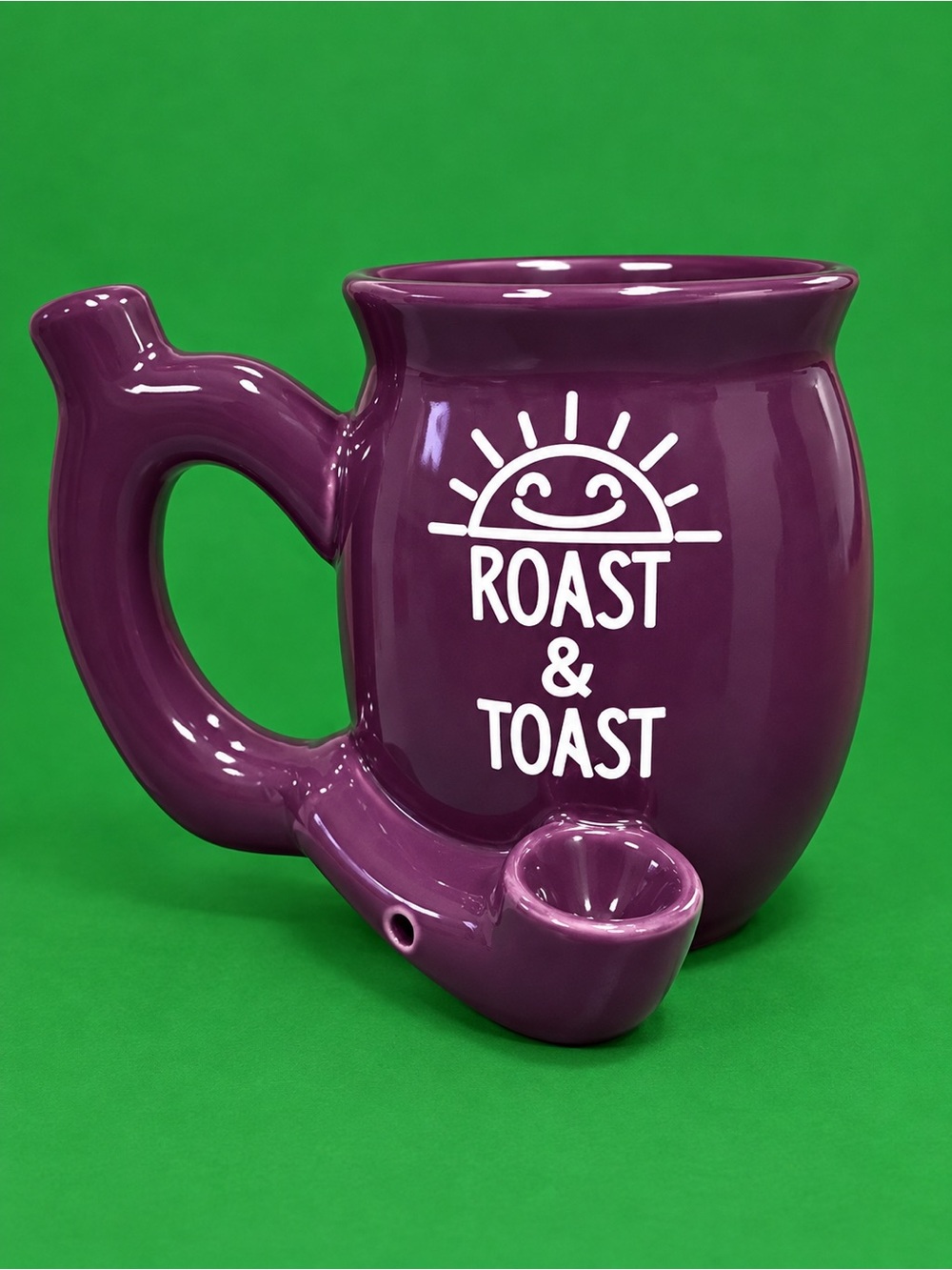Roast & Toast Purple Ceramic Mug with Built-In Bowl